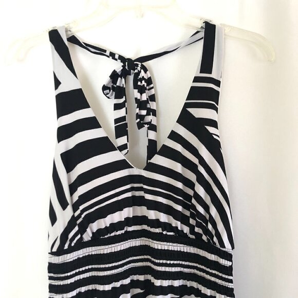 A.N.A Black White Stripe Halter Dress Size Large - Picture 5 of 7